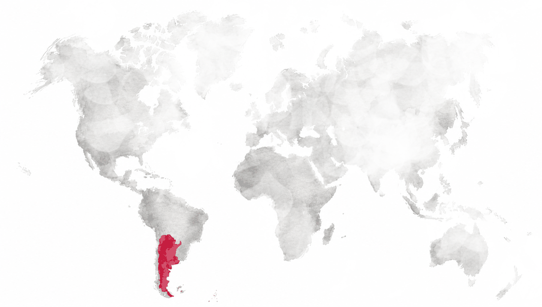 Argentina destacada en el mapa mundial